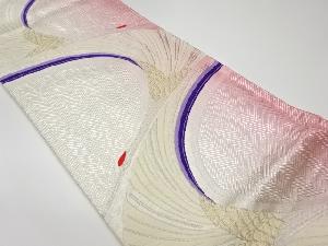 リサイクル　抽象鶴模様織出し袋帯